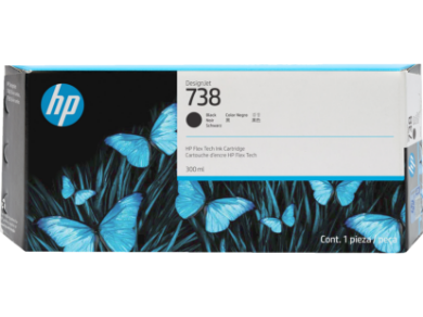 HP 738 300-ml Black DesignJet Ink Cartridge for DesignJet T850, T950 - 498N8A