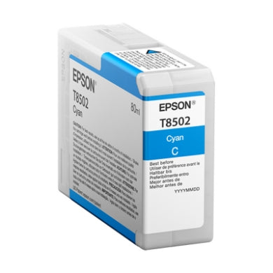 Epson T850 UltraChrome HD 80ml Cyan Ink Cartridge for SureColor P800 - T850200