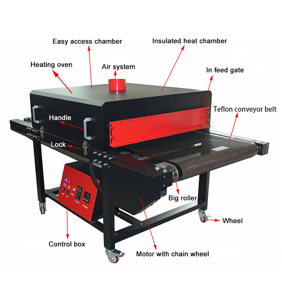 220V 4800W IR Conveyor Tunnel Dryer 6.56ft. Long x 25.6in Belt for Screen Printing