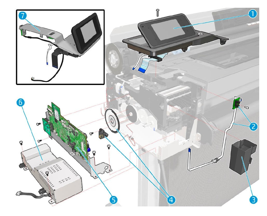 Control Panel and Left Trim MFP for the HP DesignJet T830 Series (F9A30-67043)