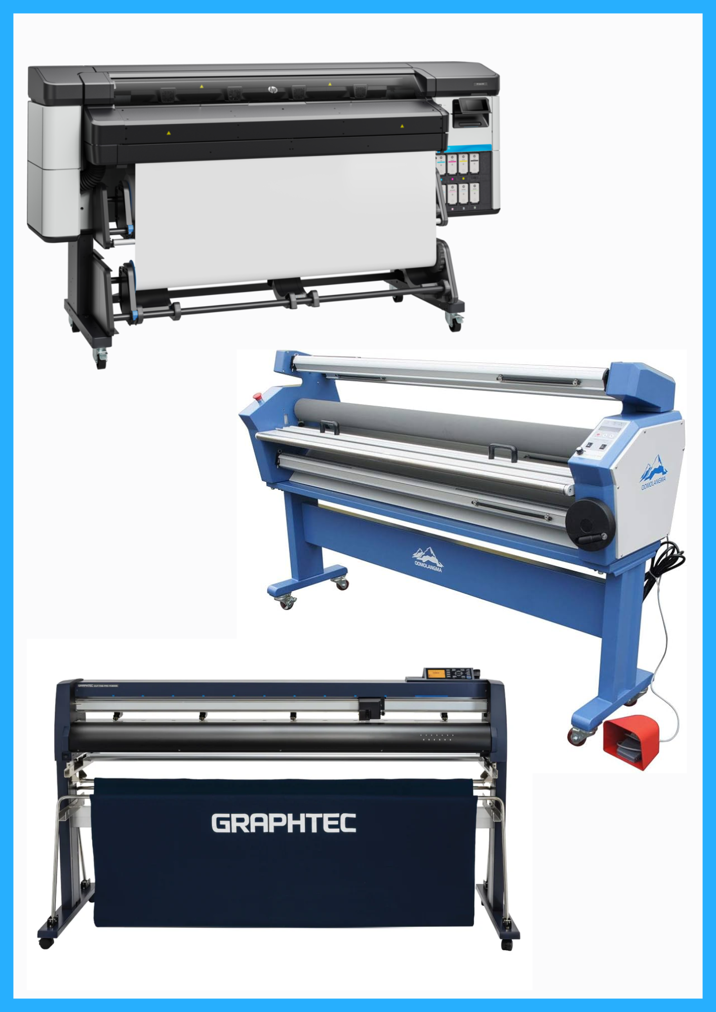 ON SALE - COMPLETE SOLUTION - HP Latex 630 64" Printer - New + 64" Graphtec FC9000-160 Wide Cutter - Refurbished (1 Year Warranty) + 55" Full-Auto Wide Format Cold Laminator with Heat Assisted - New