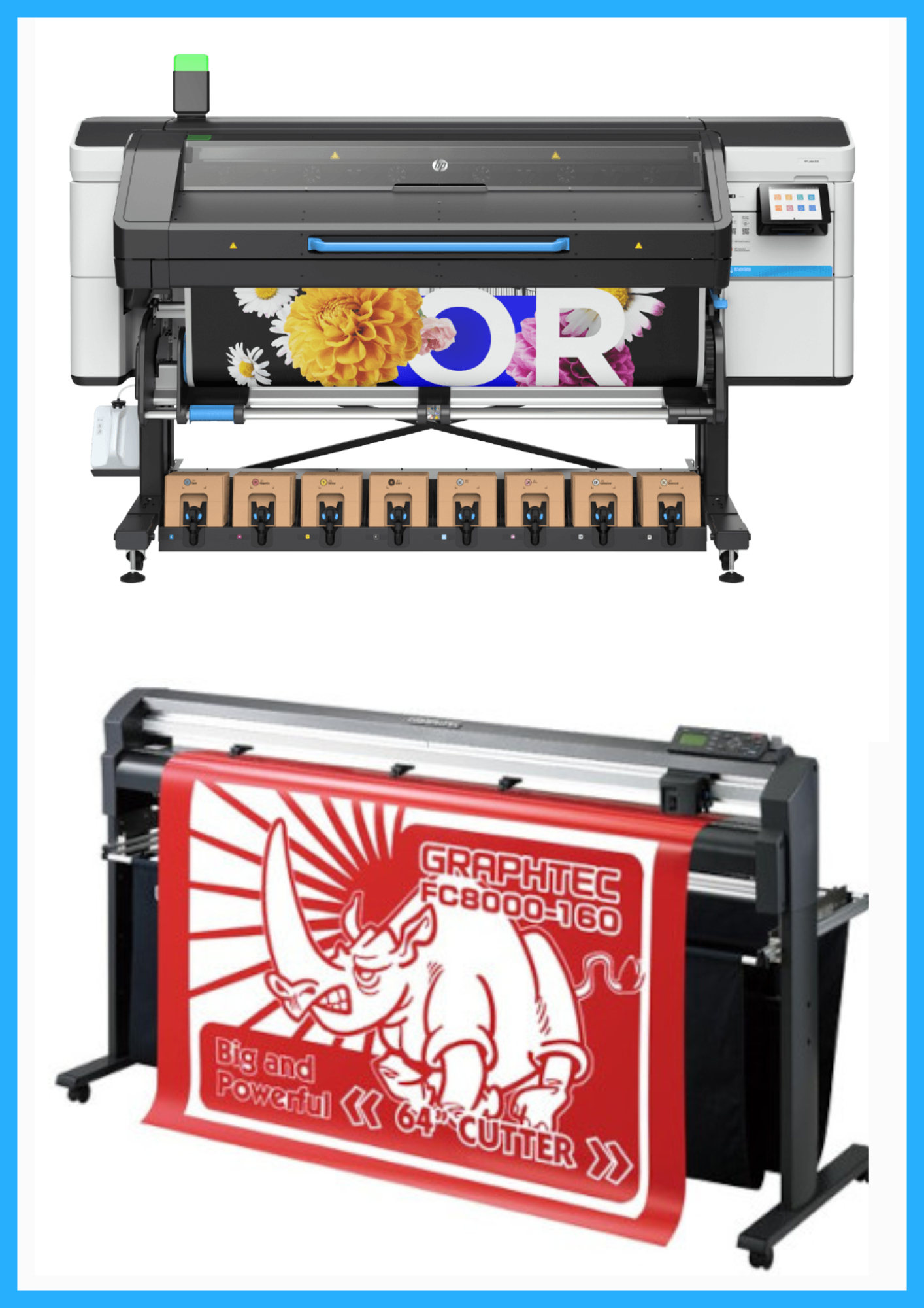 ON SALE - BUNDLE - HP Latex 830 64" Wide Format Printer - New + 54" Graphtec FC8000-160 Vinyl Cutting Plotter - Refurbished (1 Year Warranty)