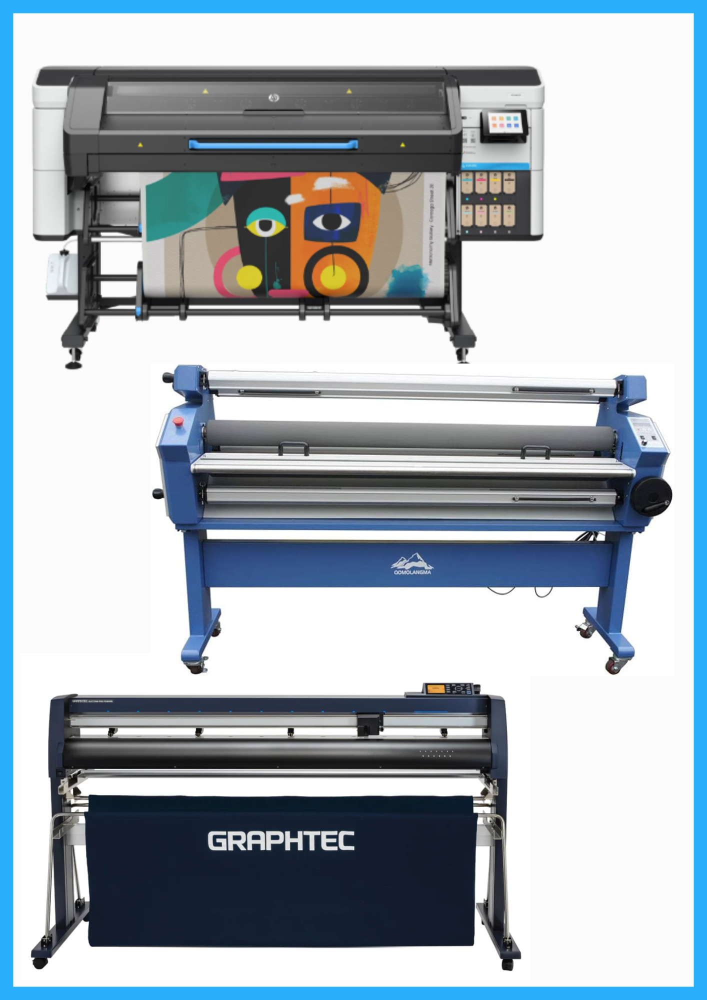 ON SALE - COMPLETE SOLUTION - HP Latex 730 64" Wide Format Printer - New + 64" Graphtec FC9000-160 Wide Cutter - New + 55" Full-Auto Wide Format Cold Laminator with Heat Assisted - New
