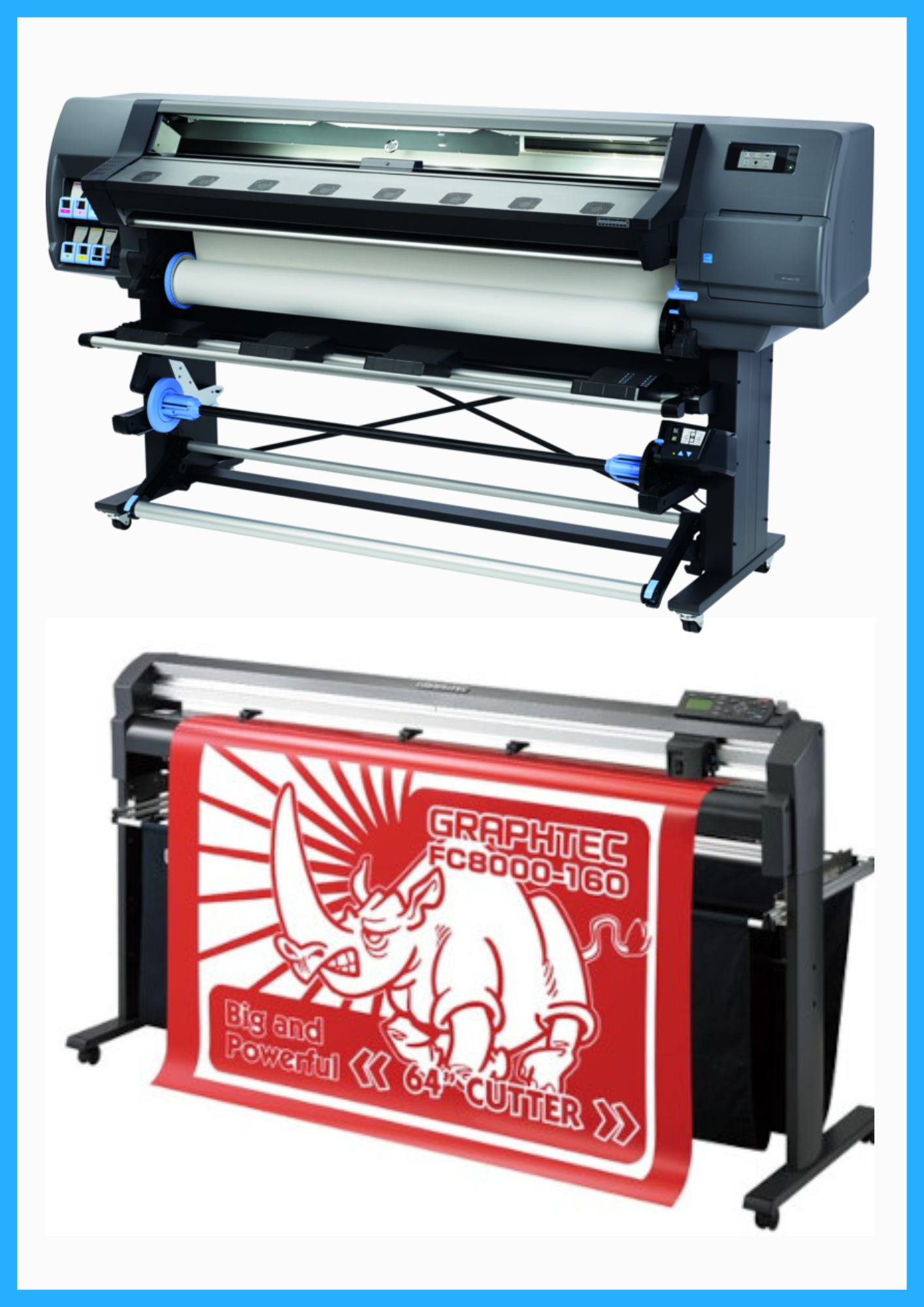ON SALE - BUNDLE - HP Latex 335 64" Large-Format Printer - Refurbished (90 Days, 1, 2, 3 or 4 Years Warranty) + 64" Graphtec FC8000-160 Vinyl Cutting Plotter - Refurbished (90 Days Warranty)