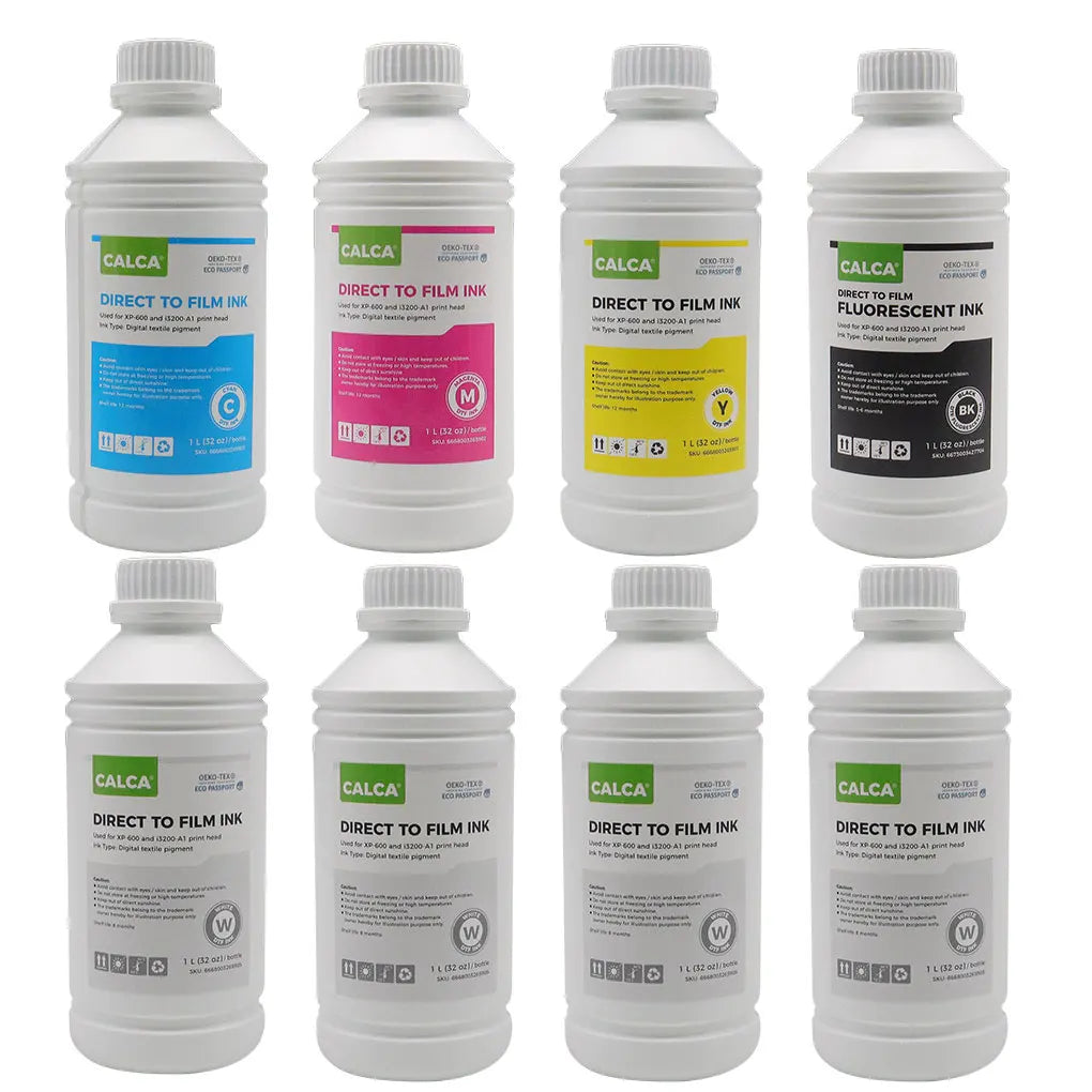 CALCA Direct to Transfer Film Ink Bundle (1L of Each CMYK+ 4L of White)