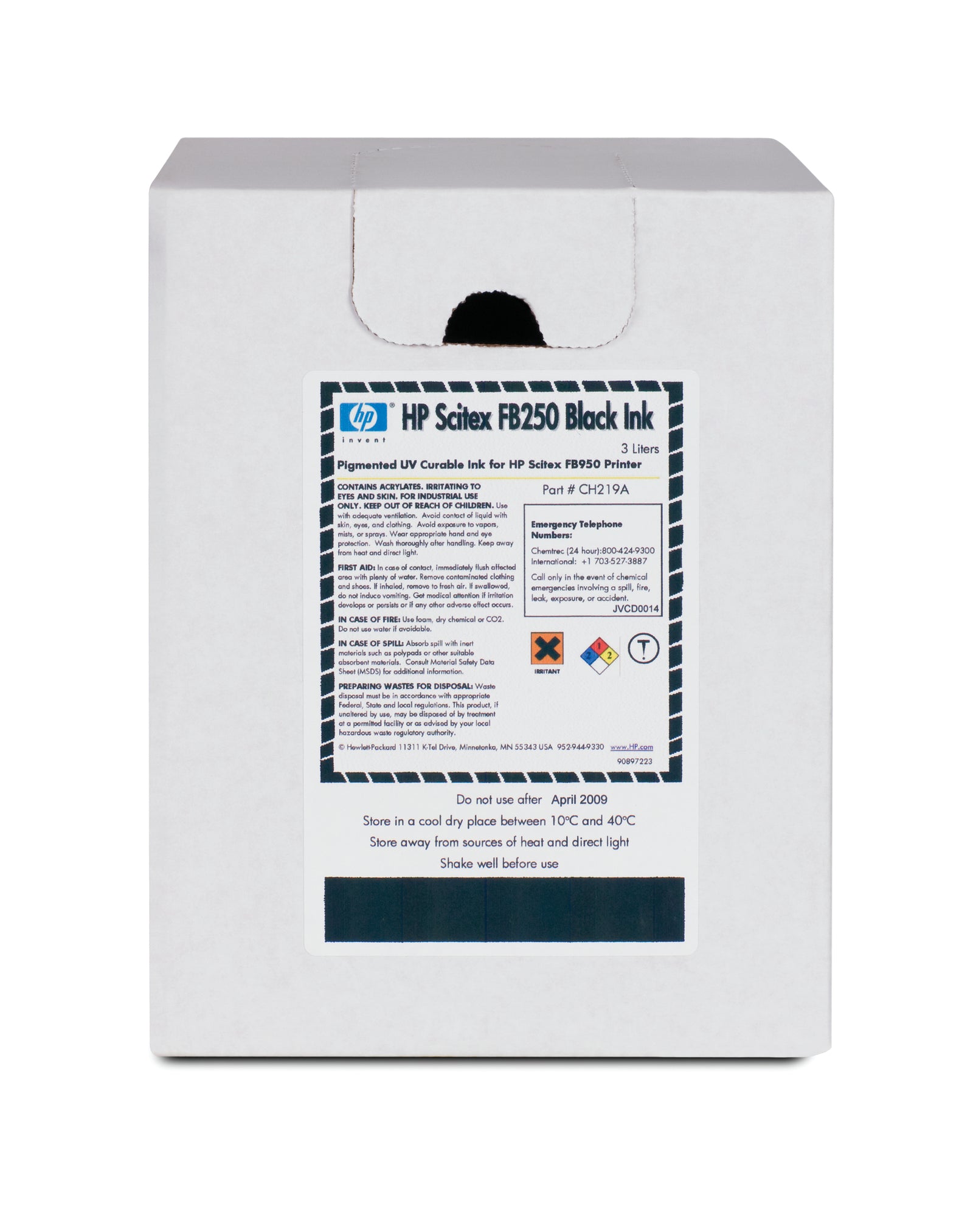 HP Scitex FB250 Back Ink for HP Scitex FB500/FB700 Printer (3 Liter Cartridge) - CH219A