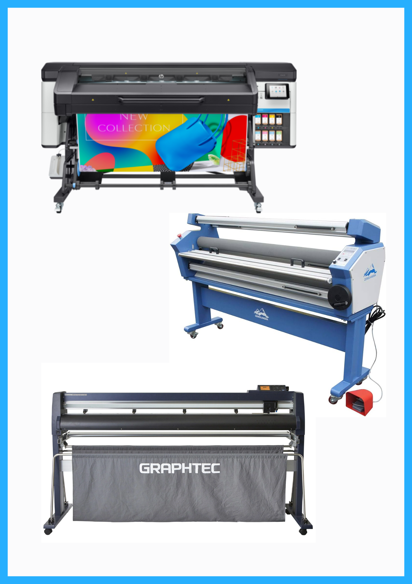 ON SALE - COMPLETE SOLUTION - HP Latex 700 64" Wide Format Printer - Refurbished (1 Year Warranty) + 64" Graphtec FC9000-160 Wide Cutter - New + 63" Full-auto Low Temp. Wide Format Cold Laminator - New