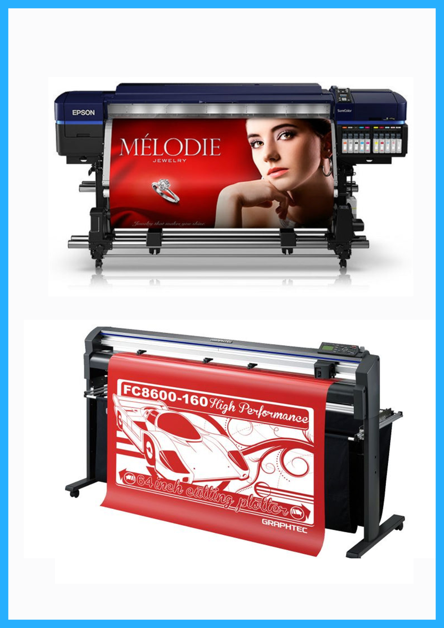 ON SALE - BUNDLE - Epson Surecolor S80600 Production Edition 64" Solvent Printer (Refurbished) + 64" Graphtec FC8600-160 Vinyl Cutting Plotter (Refurbished)