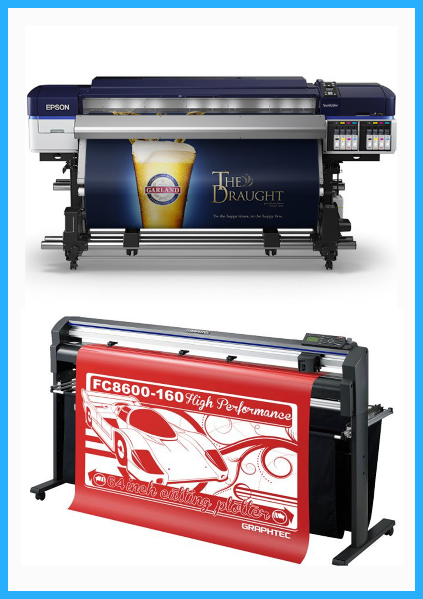 ON SALE - BUNDLE - Epson SureColor S60600 Production Edition 64" Roll-to-Roll Solvent Dual CMYK Printer - Refurbished (1 Year Warranty) + 64" Graphtec FC8600-160 Vinyl Cutting Plotter - Refurbished (1 Year Warranty)