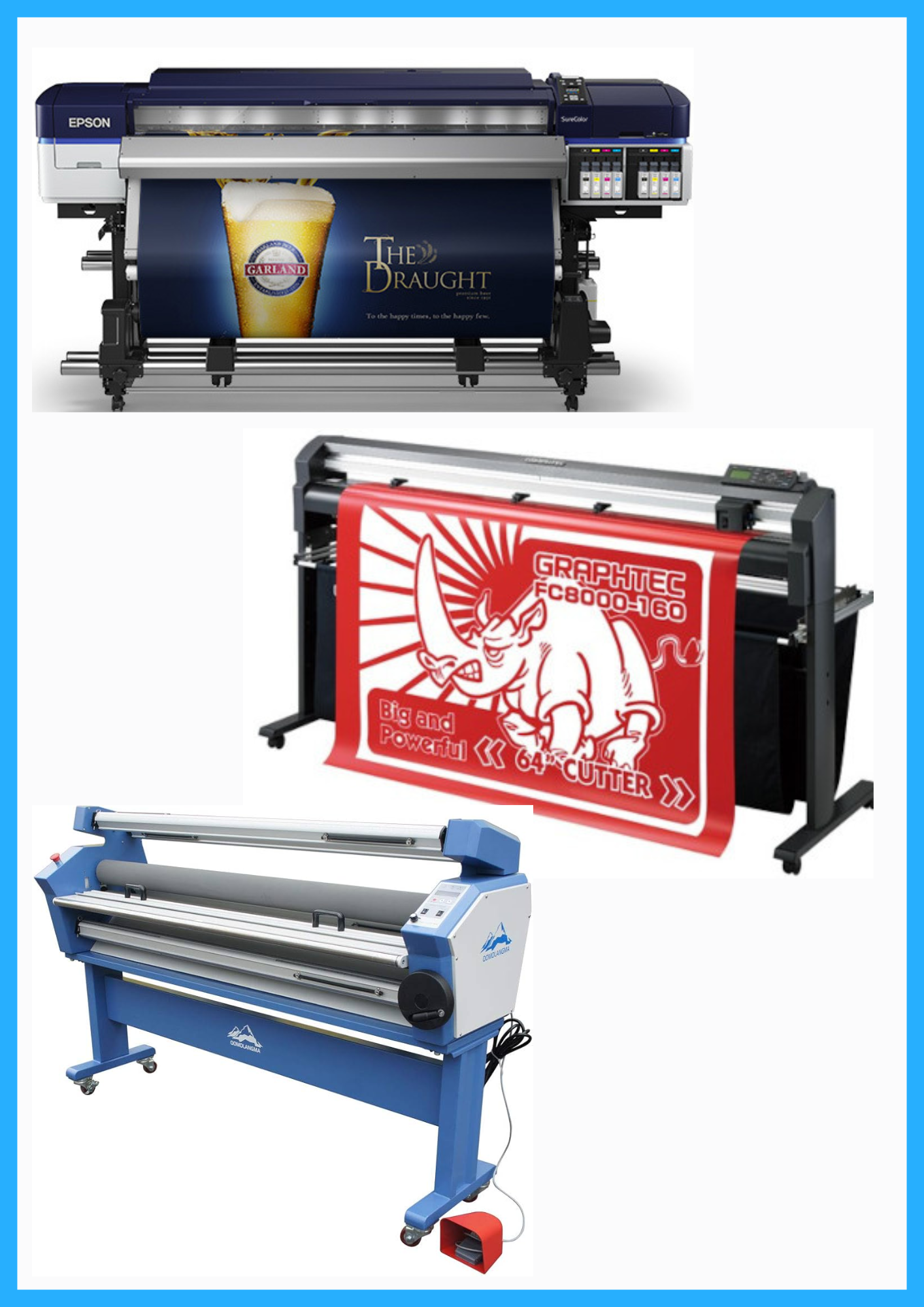 ON SALE - COMPLETE SOLUTION - Epson SureColor S60600 Production Edition Printer - Refurbished (1 Year Warranty) + 64" Graphtec FC8000-160 Vinyl Cutting Plotter - Refurbished (1 Year Warranty) + 63" Cold Laminator, with Heat Assisted - New