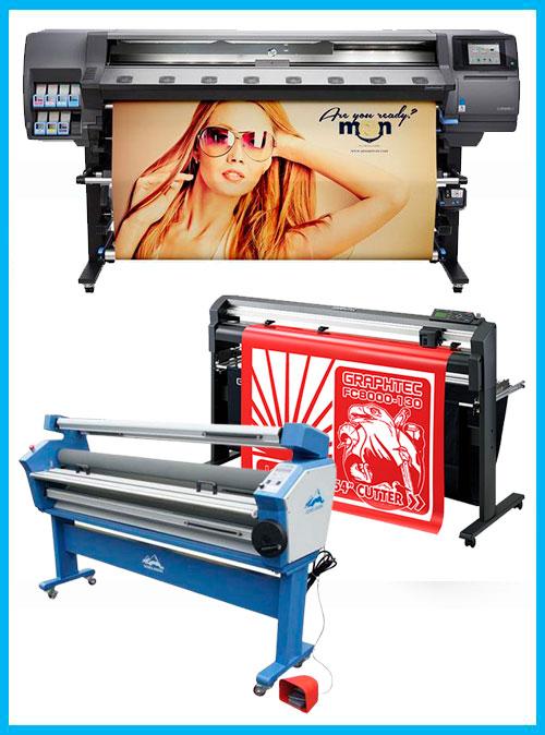 COMPLETE SOLUTION - HP Latex 360 64" Printer - Refurbished (90 Days, 1, 2, 3 or 4 Years Warranty) + 54" Graphtec FC8000-130 Vinyl Cutting Plotter - Refurbished (2 Years Warranty) + 55in Full-auto Wide Format Cold Laminator with Heat Assisted
