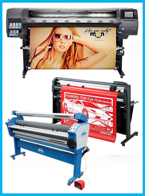 COMPLETE SOLUTION - HP Latex 360 64" Printer - Refurbished (90 Days, 1, 2, 3 or 4 Years Warranty) + 54" Graphtec FC8600-130 Vinyl Cutting Plotter (1 Year Warranty) + 55in Full-auto Wide Format Cold Laminator