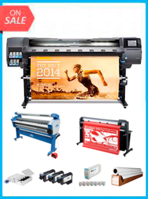 ON SALE - COMPLETE SOLUTION - HP Latex 360 Printer - Refurbished (90 Days, 1, 2, 3 or 4 Years Warranty) + 64" Graphtec FC8600-160 High Performance Vinyl Cutting Plotter + Upgraded Ving 63" Wide Format Cold Laminator + Starter Kit