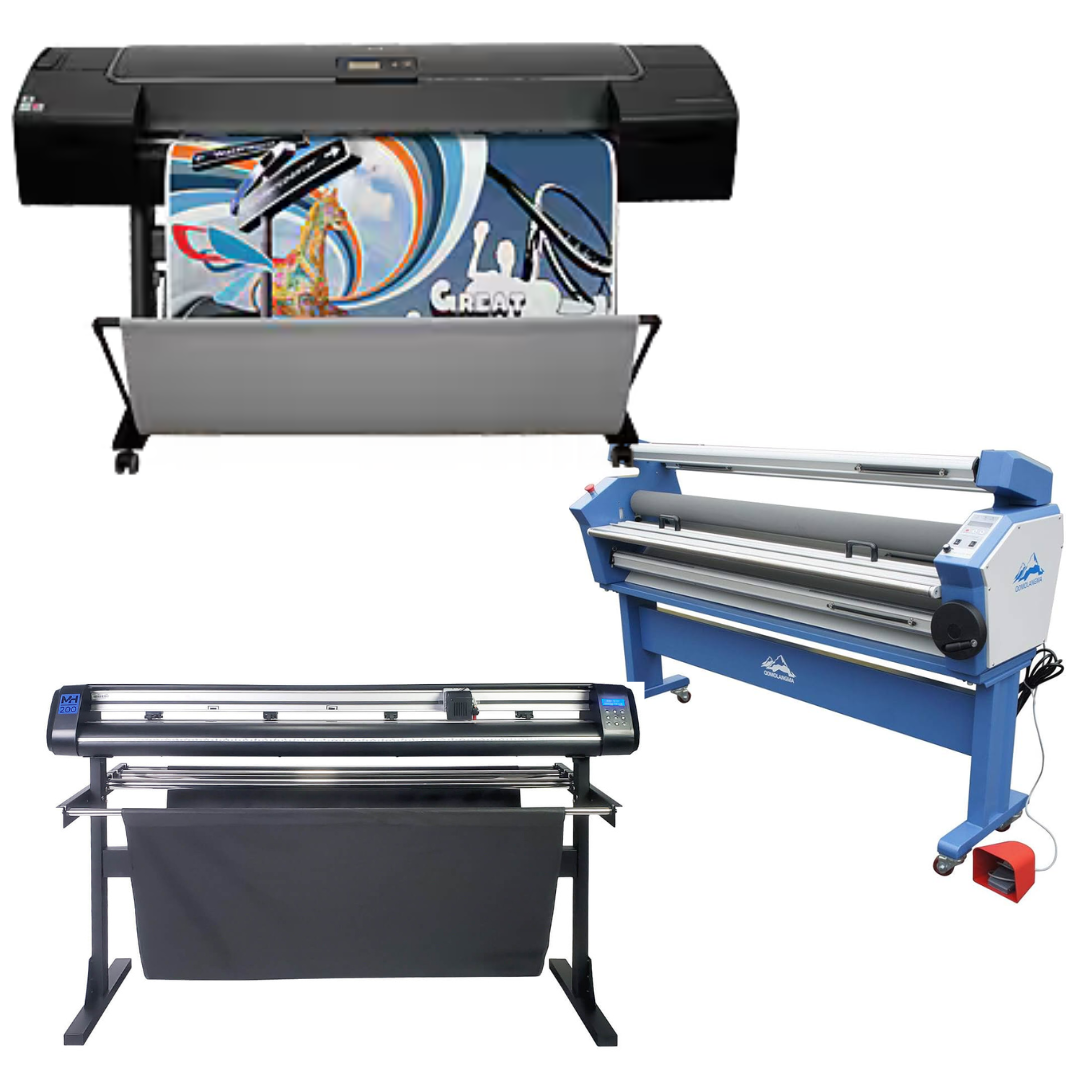 COMPLETE SOLUTION - HP DesignJet Z2100 24-in Photo Printer (Q6675A) - Refurbished (90 Days Warranty) + 55" Full-Auto Low Temp. Cold Laminator, With Heat Assisted - New + 53" Vinyl Cutter Machine with ARMS Contour Cutting (MH200) - New