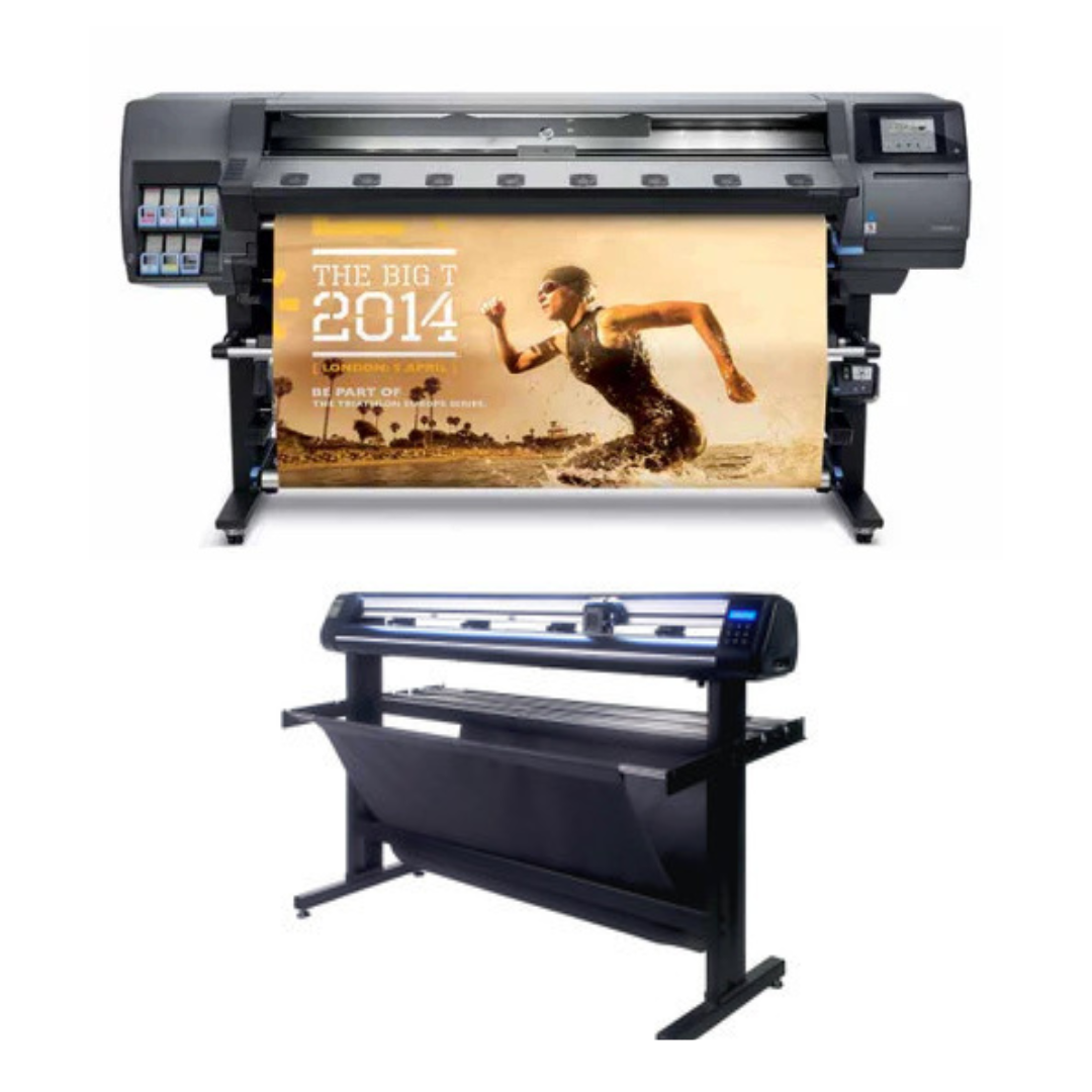 ON SALE - BUNDLE - HP Latex 360 64" Printer - Refurbished (90 Days, 1, 2, 3 or 4 Years Warranty) + 53" Vinyl Cutter Machine with ARMS Contour Cutting & Barcode Job Management (MH300) - New