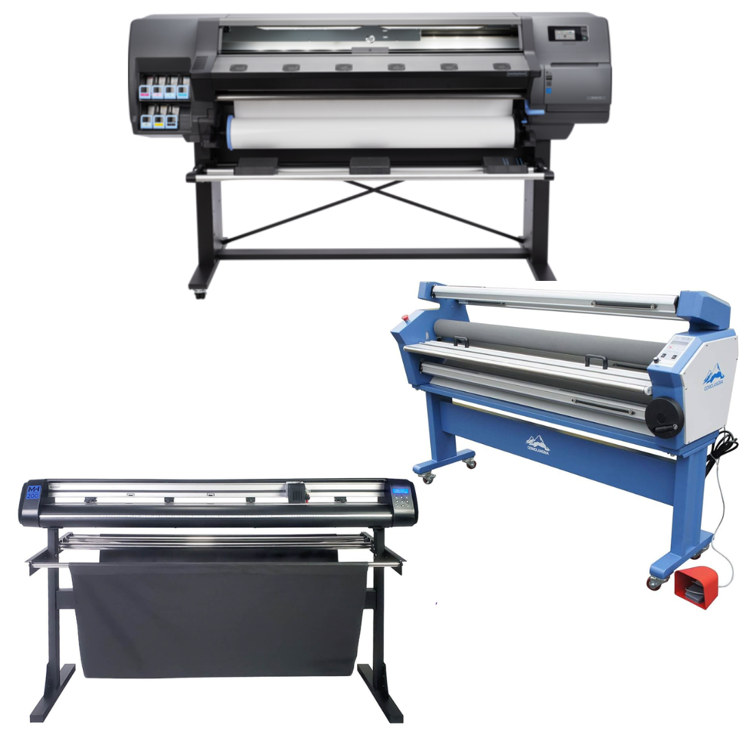 COMPLETE SOLUTION - HP Latex 310 54" Printer - Refurbished (90 Days Warranty) + 55" Full-Auto Low Temp. Cold Laminator, With Heat Assisted - New + 53" Vinyl Cutter Machine with ARMS Contour Cutting (MH200) - New