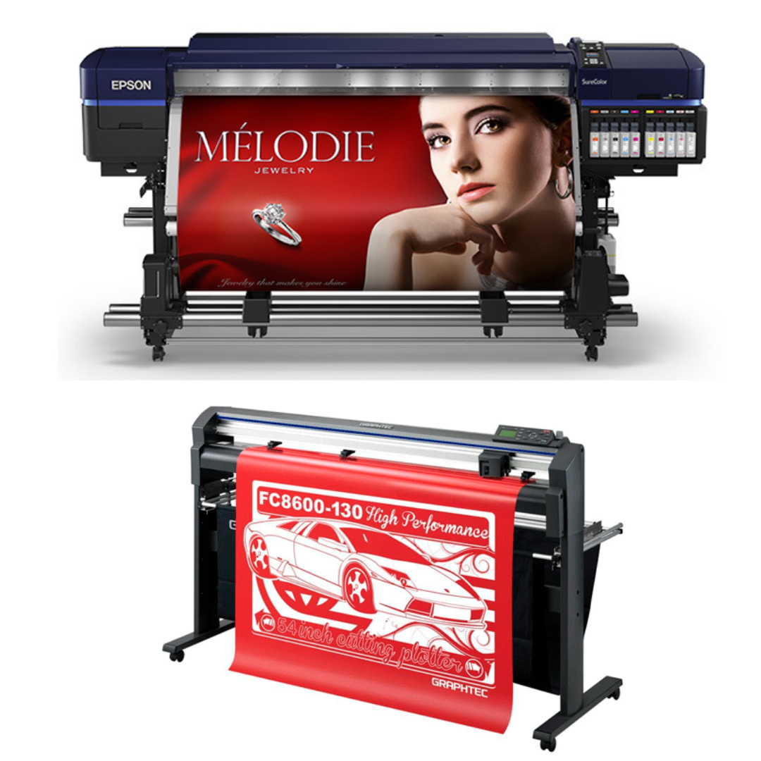 BUNDLE - Epson Surecolor S80600 Production Edition 64" Solvent Printer - Refurbished (1 Year Warranty) + 64" Graphtec FC8600-130 Vinyl Cutting Plotter - Refurbished (1 Year Warranty)