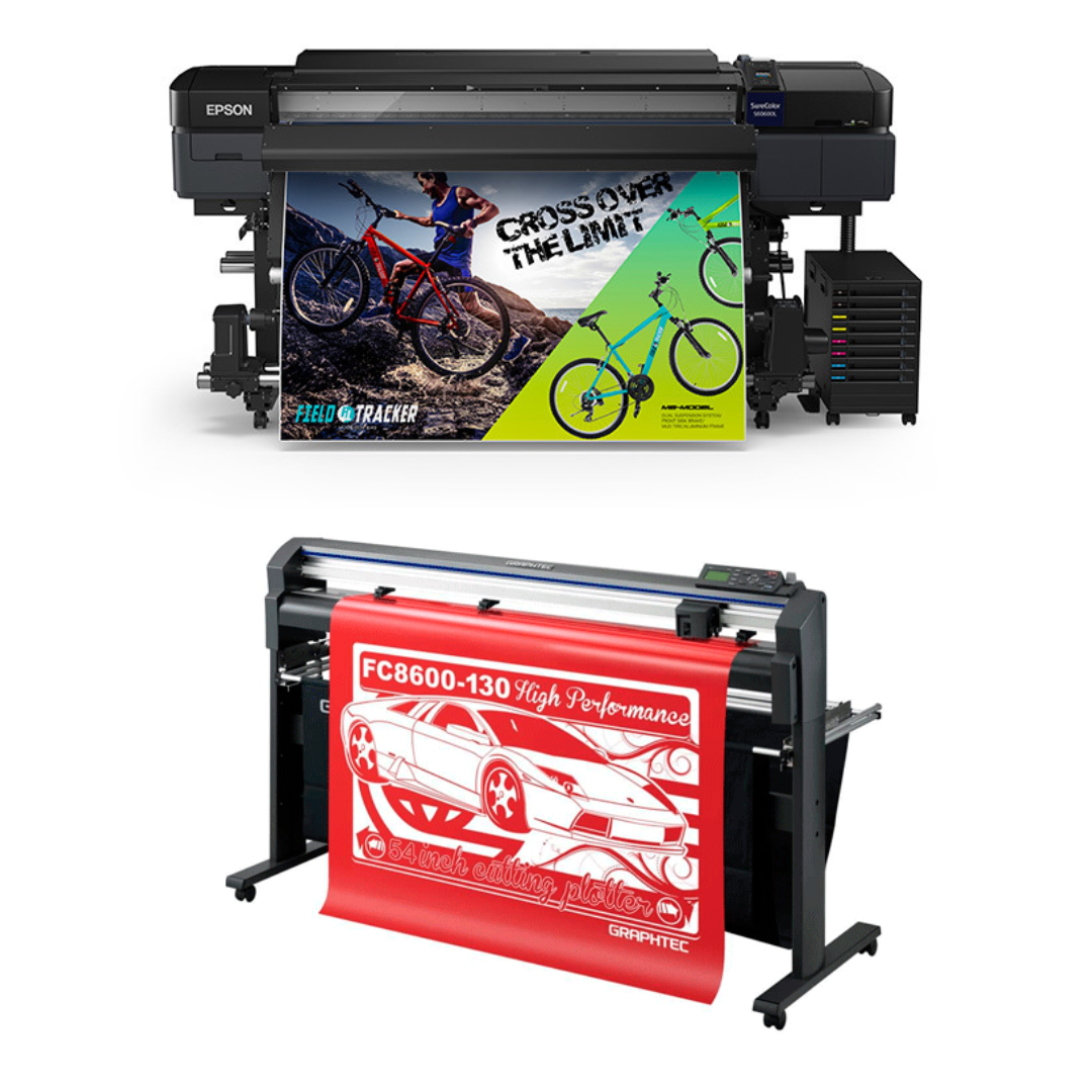 BUNDLE - Epson SureColor S60600L 64" Roll-to-Roll Solvent 4-Color Bulk Ink Printer - Refurbished (1 Year Warranty) + 64" Graphtec FC8600-130 Vinyl Cutting Plotter - Refurbished (1 Year Warranty)