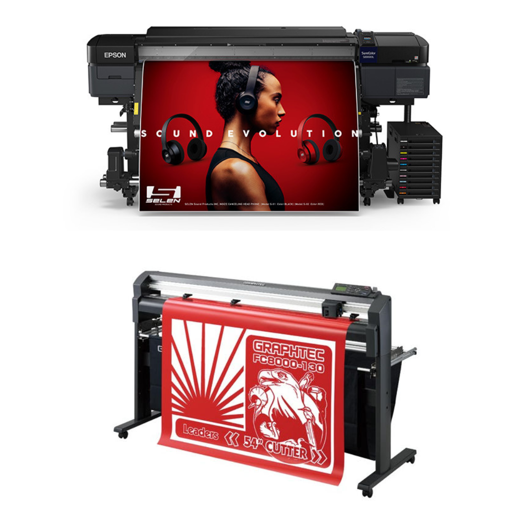 BUNDLE - Epson SureColor S80600L 64" Solvent Printer - Refurbished (1 Year Warranty) + 54" Graphtec FC8000-130 Vinyl Cutting Plotter - Refurbished (1 Year Warranty)