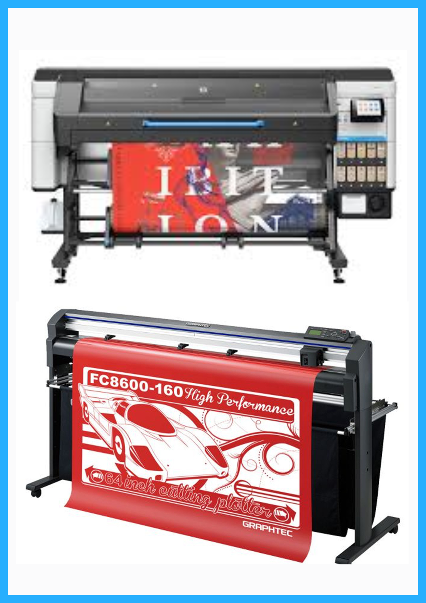 ON SALE - BUNDLE - HP Latex 830W 64" Wide Format Printer - New + 64" Graphtec FC8600-160 Vinyl Cutting Plotter - Refurbished (1 Year Warranty)