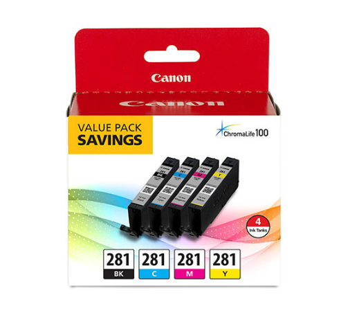 Canon CLI-281 Black, Cyan, Magenta & Yellow 4 Ink Pack - 2091C005