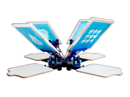 4 Color 4 Station Micro Registration Silk Screen Printing Machine T-shirt Printer