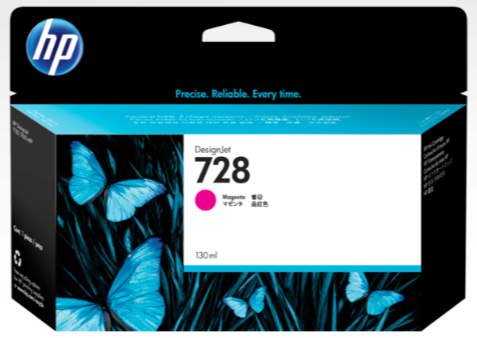 HP 728 130-ml Magenta DesignJet Ink Cartridge for HP DesignJet T730, T830 - F9J66A