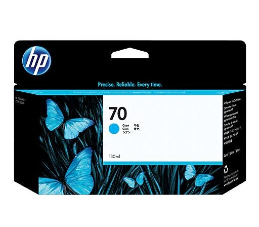HP 70 130-ml Cyan DesignJet Ink Cartridge for DesignJet Z2100, Z3100, Z5200, Z5400 - C9452A