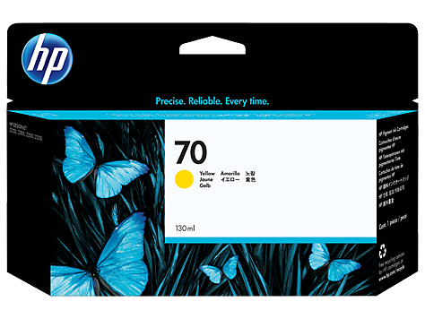HP 70 130-ml Yellow DesignJet Ink Cartridge for DesignJet Z2100, Z3100, Z3200, Z5200, Z5400 - C9454A