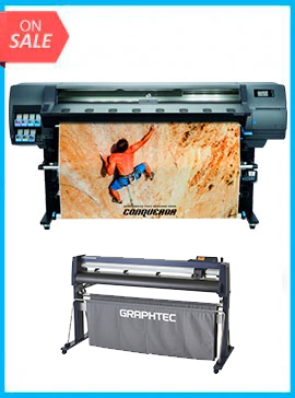 BUNDLE - Plotter HP Latex 335 Printer New - Include Flexi (Rip Software) + GRAPHTEC CUTTER FC9000-160 64" (162.6 cm) Wide Cutter - New