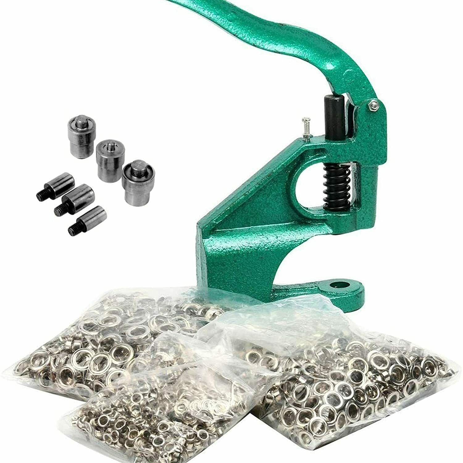 3 Die Hand Press Grommet Hole Punch Machine 500Pcs Grommets & Eyelet Set