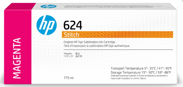 HP 624 Magenta DyeSub Ink Cartridge 775ml for Stitch S300 - 2LL55A
