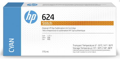 HP 624 Cyan DyeSub Ink Cartridge 775ml for Stitch S300 - 2LL54A