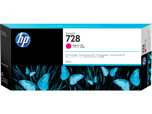 HP 728 300-ml Magenta DesignJet Ink Cartridge for HP DesignJet T730, T830 - F9K16A