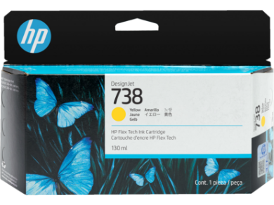 HP 738 130-ml Yellow DesignJet Ink Cartridge for DesignJet T850, T950 - 498N7A