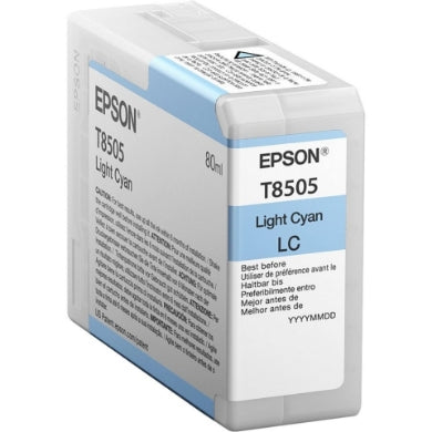 Epson T850 UltraChrome HD 80ml Light Cyan Ink Cartridge for SureColor P800 - T850500
