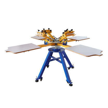 4 Color 4 Station Screen Printing Press Four Machine Equipment 4x4 Shocked Floor