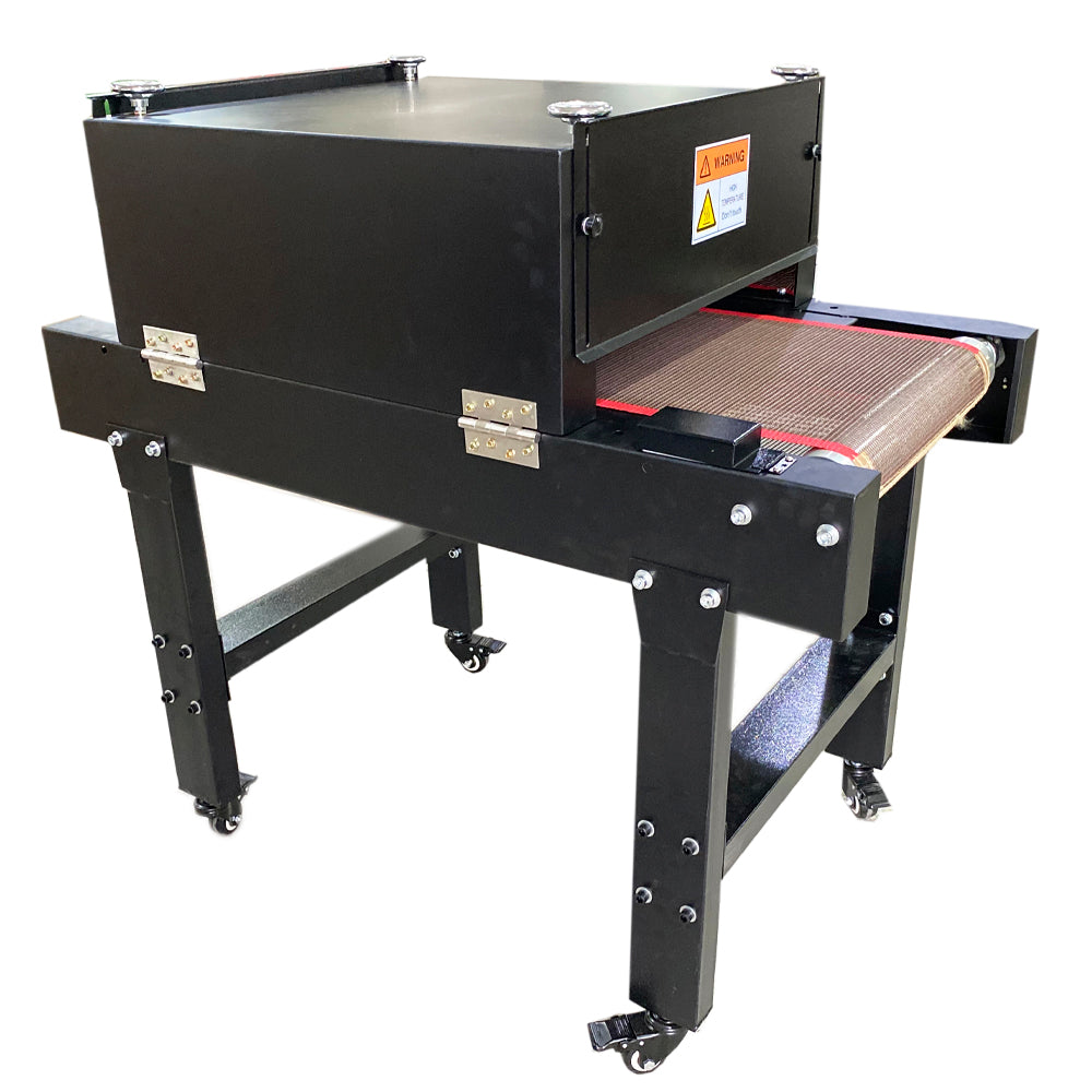 220V 3500W Small T-shirt Conveyor Tunnel Dryer 3.9ft. Long x 18.5in Belt for Screen DTF Printing