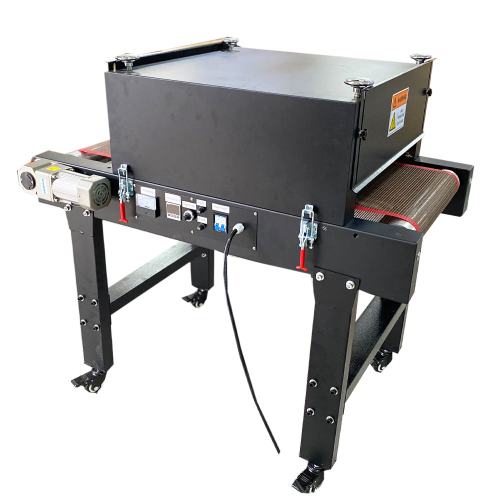 220V 3500W Small T-shirt Conveyor Tunnel Dryer 3.9ft. Long x 18.5in Belt for Screen DTF Printing