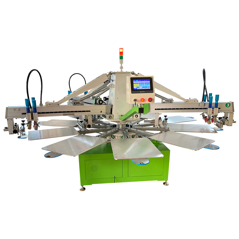 Automatic 4 Color 10 Stations T-shirt Silk Screen Printing Machine with 4pc Ir flash dryer Serigraphie Equipment
