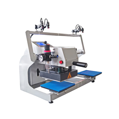 MEM 6" x 6" Semi-Automatic Pneumatic Dual-Plate Heat Press with Interchangeable Platens for Patch Heat Transfers