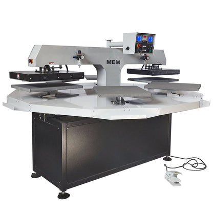 MEM 16 x 20 inch Automatic Pneumatic Carousel Heat Press 2-Head 6-Station 220V 6KW 28A with 2 Laser Positioning Systems