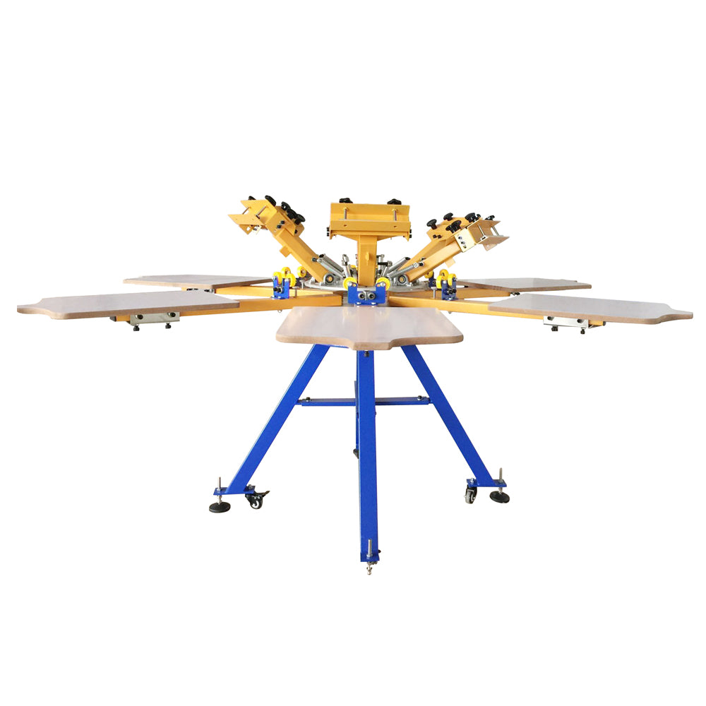 6 Color 6 Station Screen Printing Machine Press T-shirt Printer Carousel