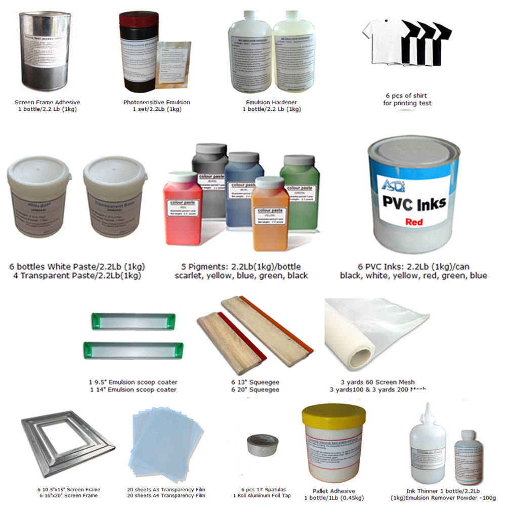 6 Color Silk Screen Printing Kit Silk Screen Printer &amp; Press Tools Materials (SPK-RD-KIT-019)