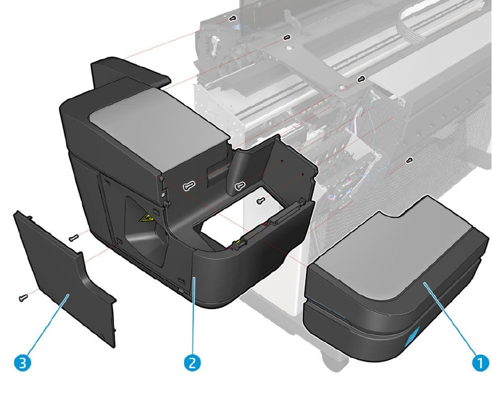 Horizontal Cutter Cover Service Kit for the HP DesignJet Z6, Z9+, Z5600, Z2600, T1708, T1700 Series (T8W15-67048)