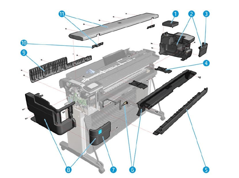 Top cover button latch MFP SV kit for the HP DesignJet T830 Series (F9A30-67016)