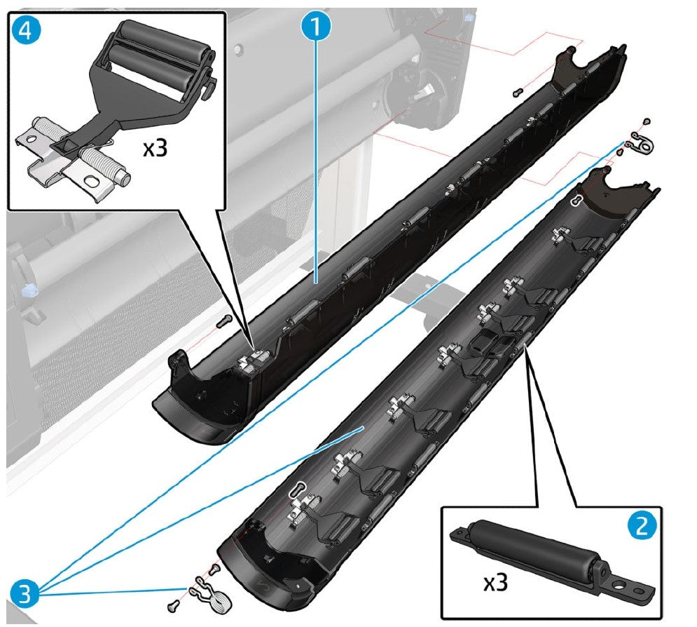 Upper Roll Cover Assy Wo ARSS Service Kit for the HP DesignJet Z6, Z9+, T1700, T1708, Z5600, Z2600 44in Series (T8W16-67001)