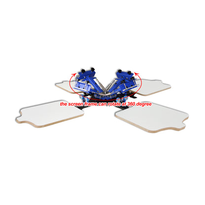 Desktop 4 Color 4 Station Single Wheel Overprinting Screen Printing Machine Silk Screening Pressing DIY