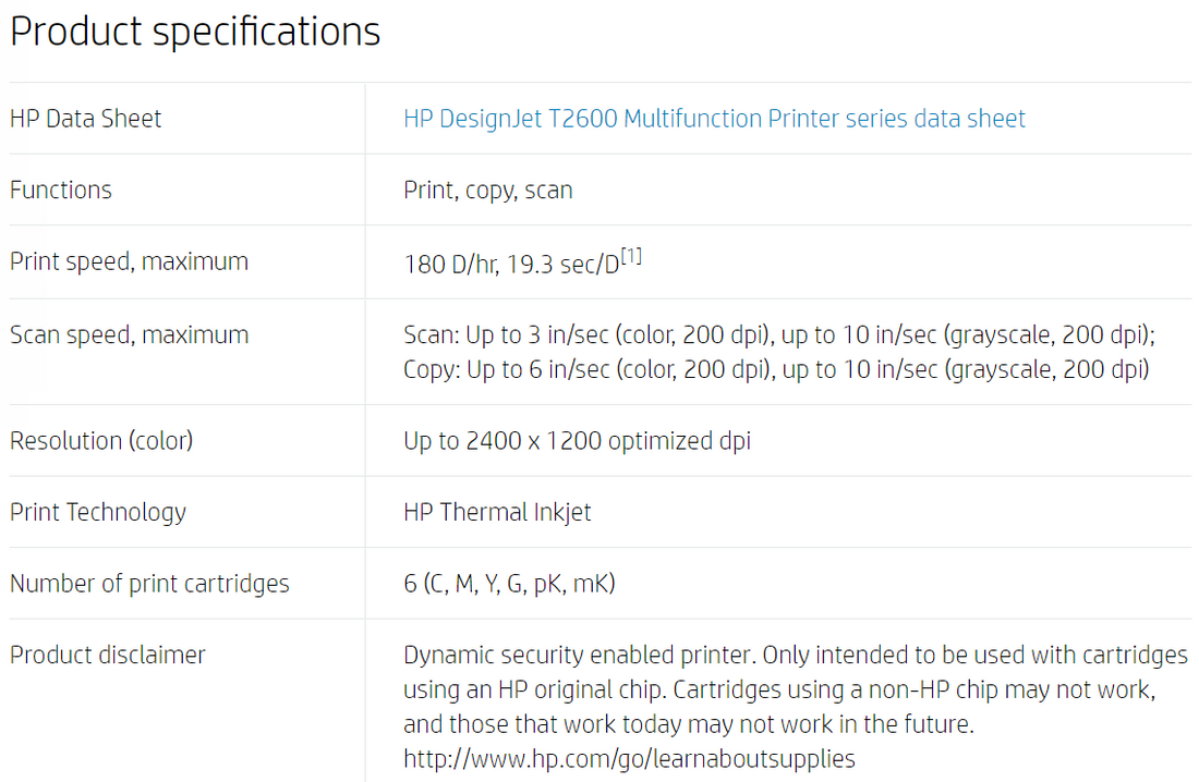 HP DesignJet T2600dr 36" PostScript Multifunction Printer (3EK15A) - New