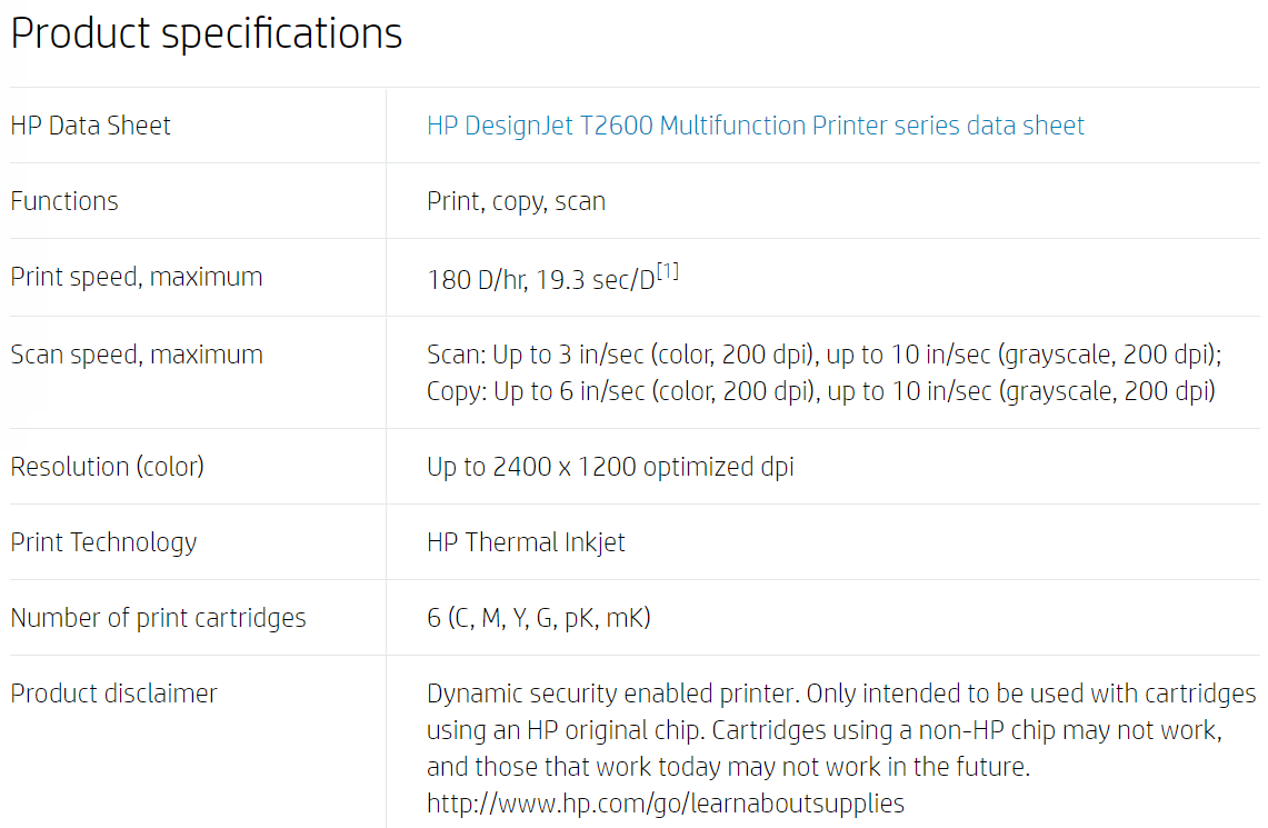 HP DesignJet T2600dr 36" PostScript Multifunction Printer (3EK15A) - New